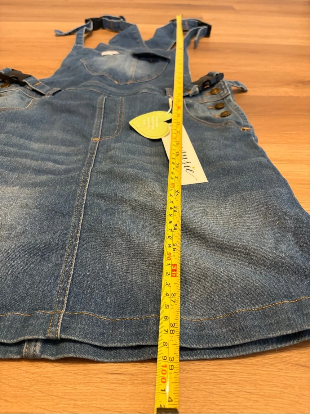 The Mumsie ‘The Evie’ Denim Overall Dress Small to Medium Size - Picture 9 of 10